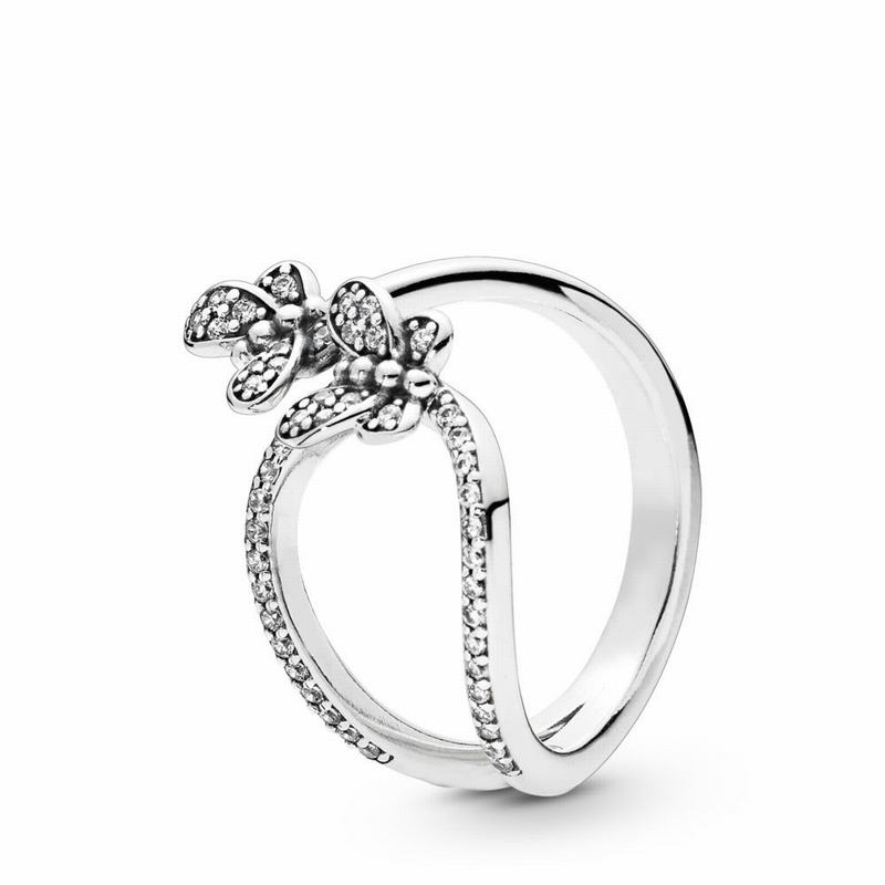 Pandora Bedazzling Butterflies Stackable Ring - Sterling Silver/Cubic Zirconia - Canada | YH2580CL